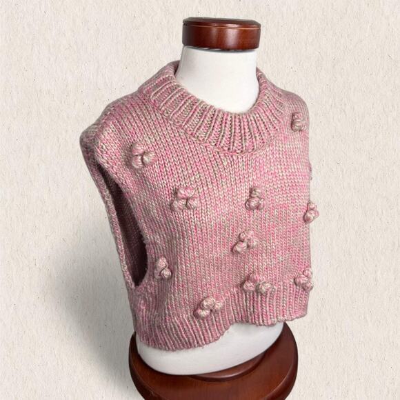 Urban Outfitters Chunky Knit Cropped Sweater Top - Size M - Pink Coquette Preppy - Picture 4 of 8